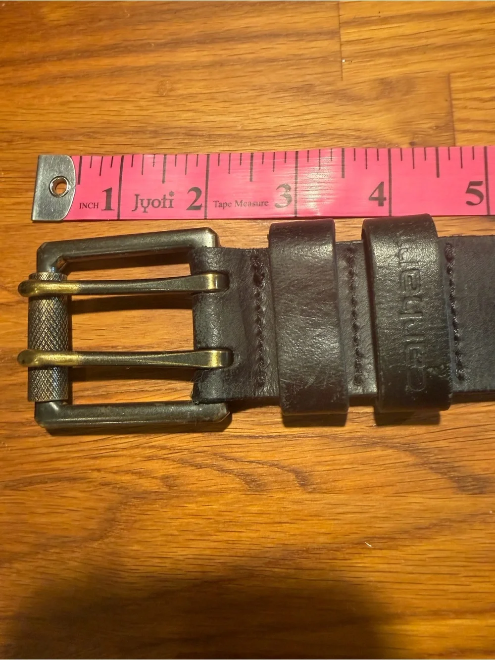 Carhartt Black Leather Belt with Textured Metal Buckle size 38 (020)